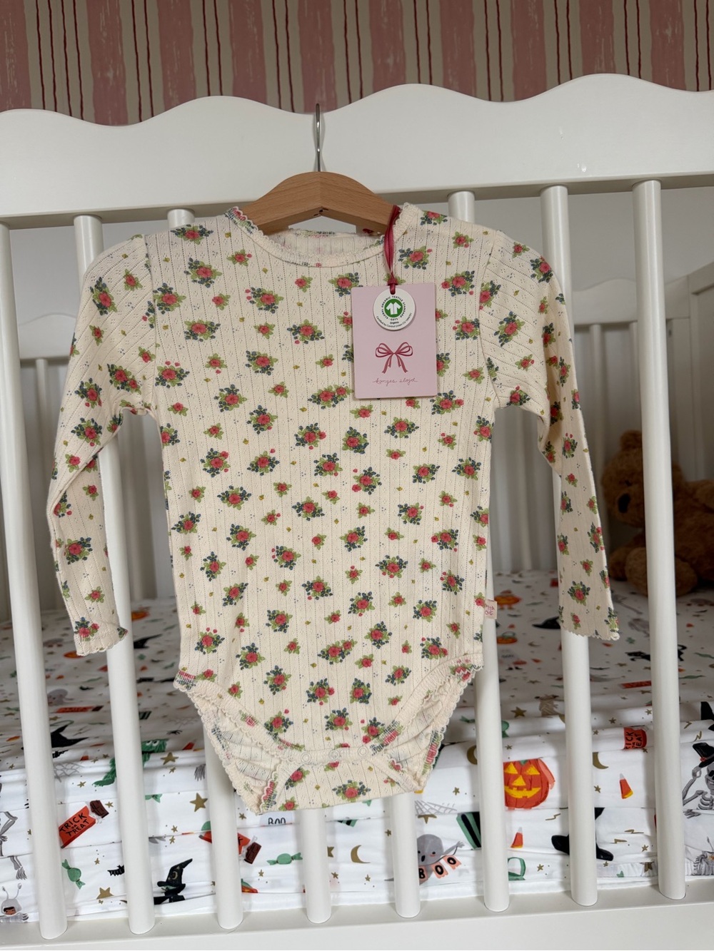 Konges Slojd Pointelle Minnie Bodysuit in Rosetto